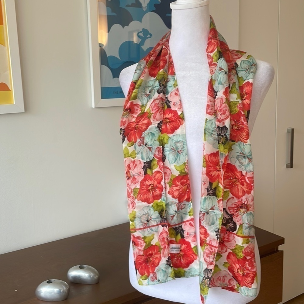 ECHO 100% Silk Japanese Scarf Floral - Picture 2 of 5